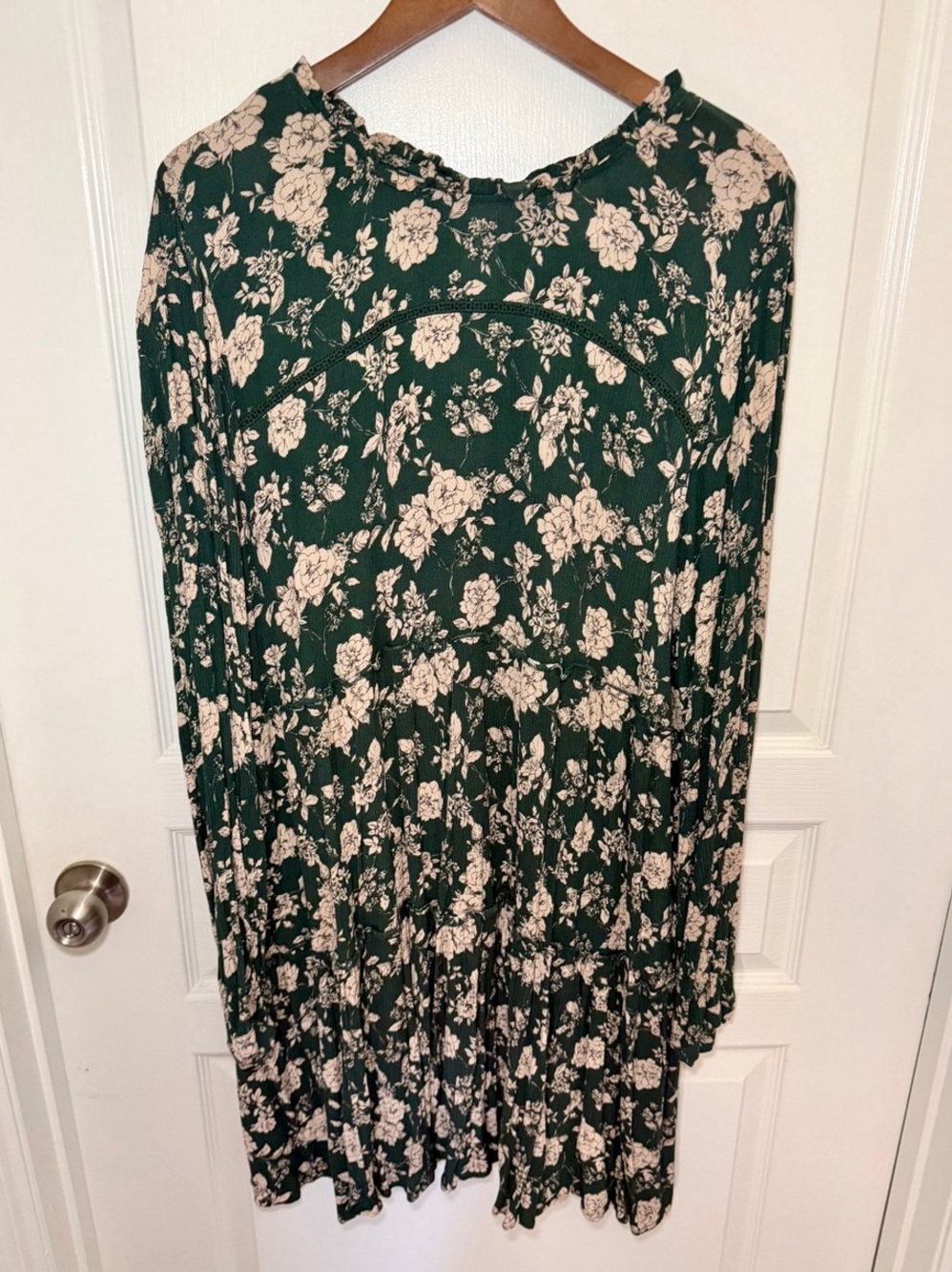 Knox Rose Long-Sleeve Tiered Flowy Floral Mini Dress, Size XXL